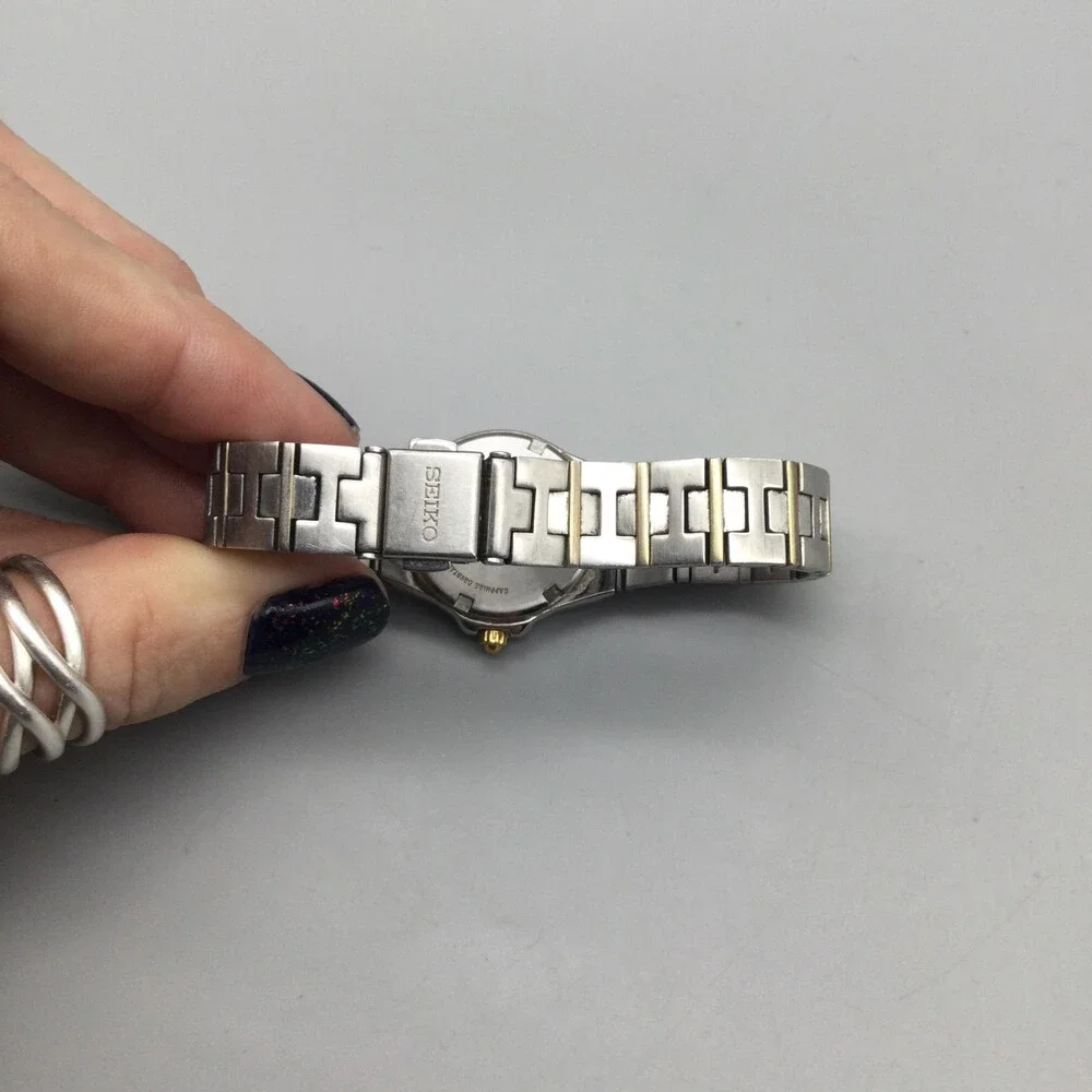 Seiko Womens Watch 25mm White Dial Stainless Date 7N82-6F50 New Battery 6